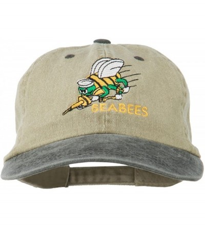 Baseball Caps Navy Seabees Symbol Embroidered Dyed Two Tone Cap - Khaki Black - C111QLM97MZ $19.69