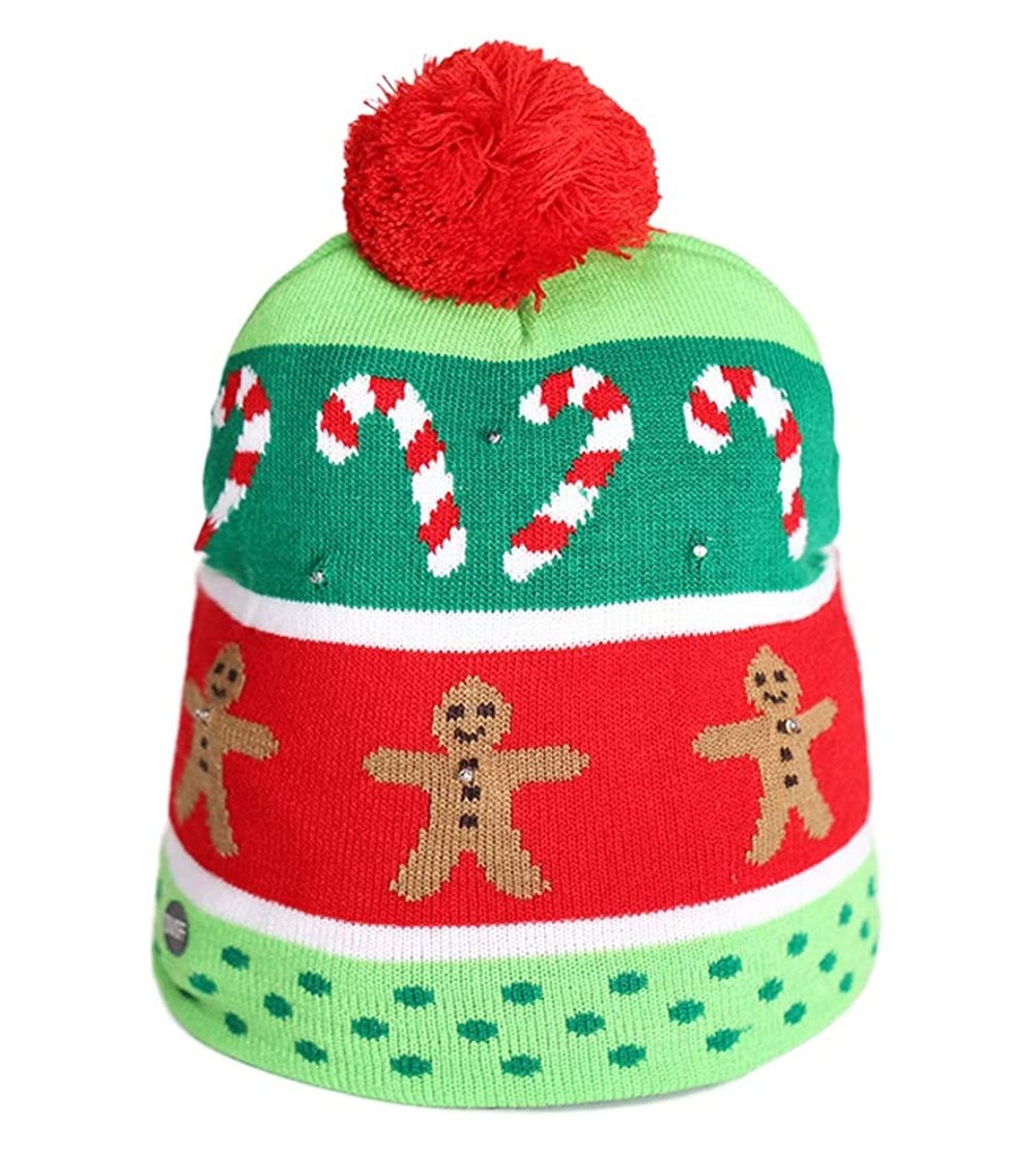 Skullies & Beanies Women Men Crochet Knitted Ball Stripe Stars Winter Warm Beanie Hat Ski Cap - Red - CM18LH805Y5 $11.94