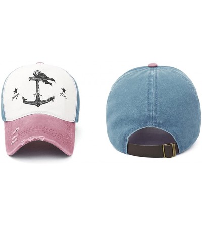 Baseball Caps Pirate Ship Anchor Baseball Hat Multicolor Printing Adjustable Hip-Hop Cap - Burgundy Navy - CR183K5H9YO $10.37