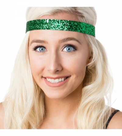 Headbands Women's Adjustable NO Slip Wide Bling Glitter Headband - Emerald Green - CJ11VDDIFD9 $11.29