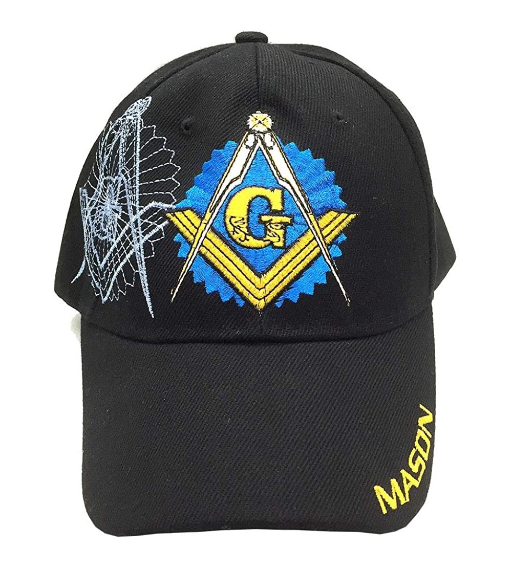 Baseball Caps Freemason Mason Symbol Adjustable 3D Embroidery Baseball Cap Hat - Black With Shadow - CR18QH668NA $14.44
