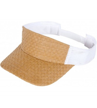 Baseball Caps Straw Summer Sun Visor Hat Cap - Khaki/White - C1185DRCECZ $9.04