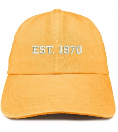 Baseball Caps EST 1970 Embroidered - 50th Birthday Gift Pigment Dyed Washed Cap - Mango - CB180QADCC5 $21.69