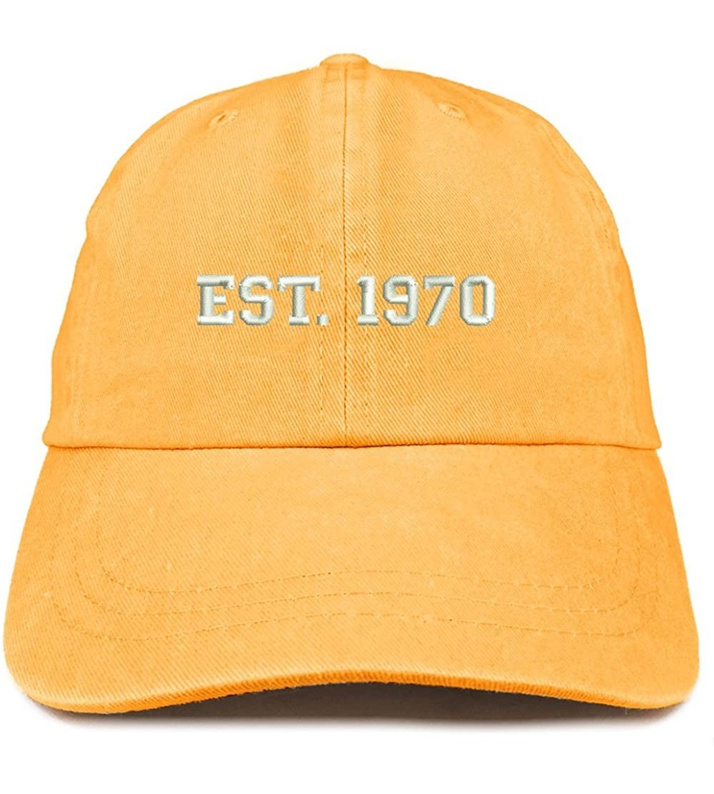 Baseball Caps EST 1970 Embroidered - 50th Birthday Gift Pigment Dyed Washed Cap - Mango - CB180QADCC5 $21.69