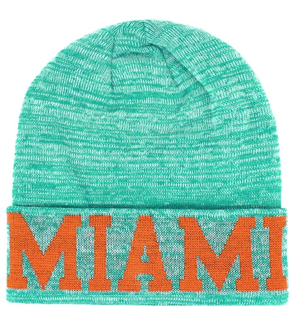 Skullies & Beanies Classic Cuff Beanie Hat Ultra Soft Blending Football Winter Skully Hat Knit Toque Cap - Sf200 Miami - CD18...