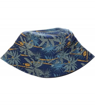 Bucket Hats Packable Reversible Black Printed Fisherman Bucket Sun Hat- Many Patterns - Midnight Blue Palm Tree - CU18ARODTN5...