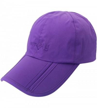 Baseball Caps Men and Women Outdoor Rain Sun Waterproof Quick-Drying Long Brim Collapsible Portable Hat - Purple - CM18G83DH0...