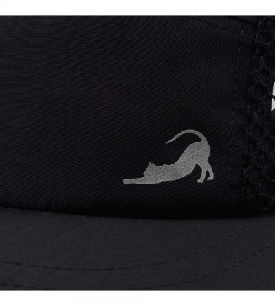 Baseball Caps Light Breathable Quick Dry Pocketable Mesh 5 Panel Hat - Stretching Cat Black - C418S3KQ2YU $21.03