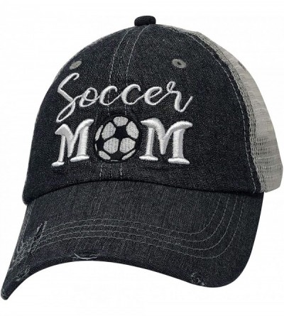 Baseball Caps Embroidered Soccer Mom Mesh Trucker Style Hat Cap Soccer Mom Gift Mothers Day Dark Grey - CH18RC9MD3L $22.34