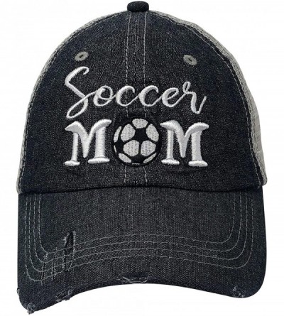 Baseball Caps Embroidered Soccer Mom Mesh Trucker Style Hat Cap Soccer Mom Gift Mothers Day Dark Grey - CH18RC9MD3L $22.34