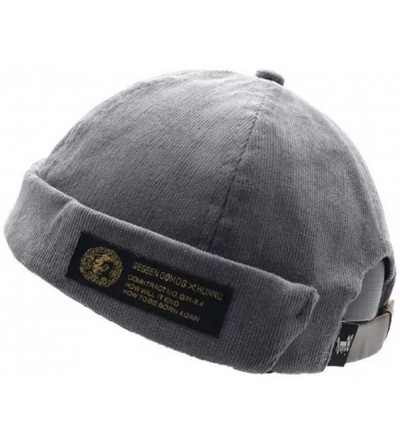 Skullies & Beanies Vintage Unisex Cotton Watch Cap Corduroy Brimless Beanie Hat Men Hats 003 - Gray - CN18NGUDS27 $10.16