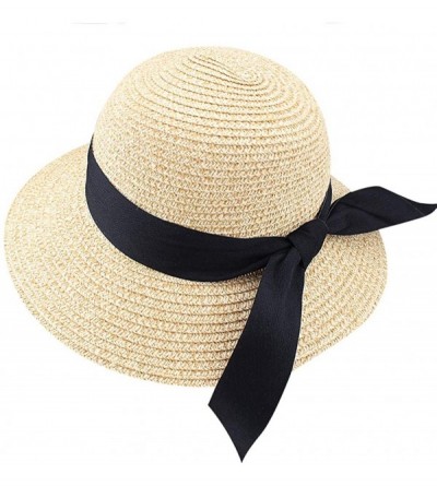 Sun Hats Womens Beach Sun Straw Hat UV UPF50 Travel Foldable Brim Summer UV Hat - Aa-mixed Beige - CW180OD4ZL5 $19.16