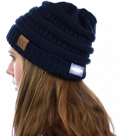 Skullies & Beanies LED Hands Free Light Winter Cable Knit Cuff Beanie Hat - Navy - C312J585IG5 $13.42