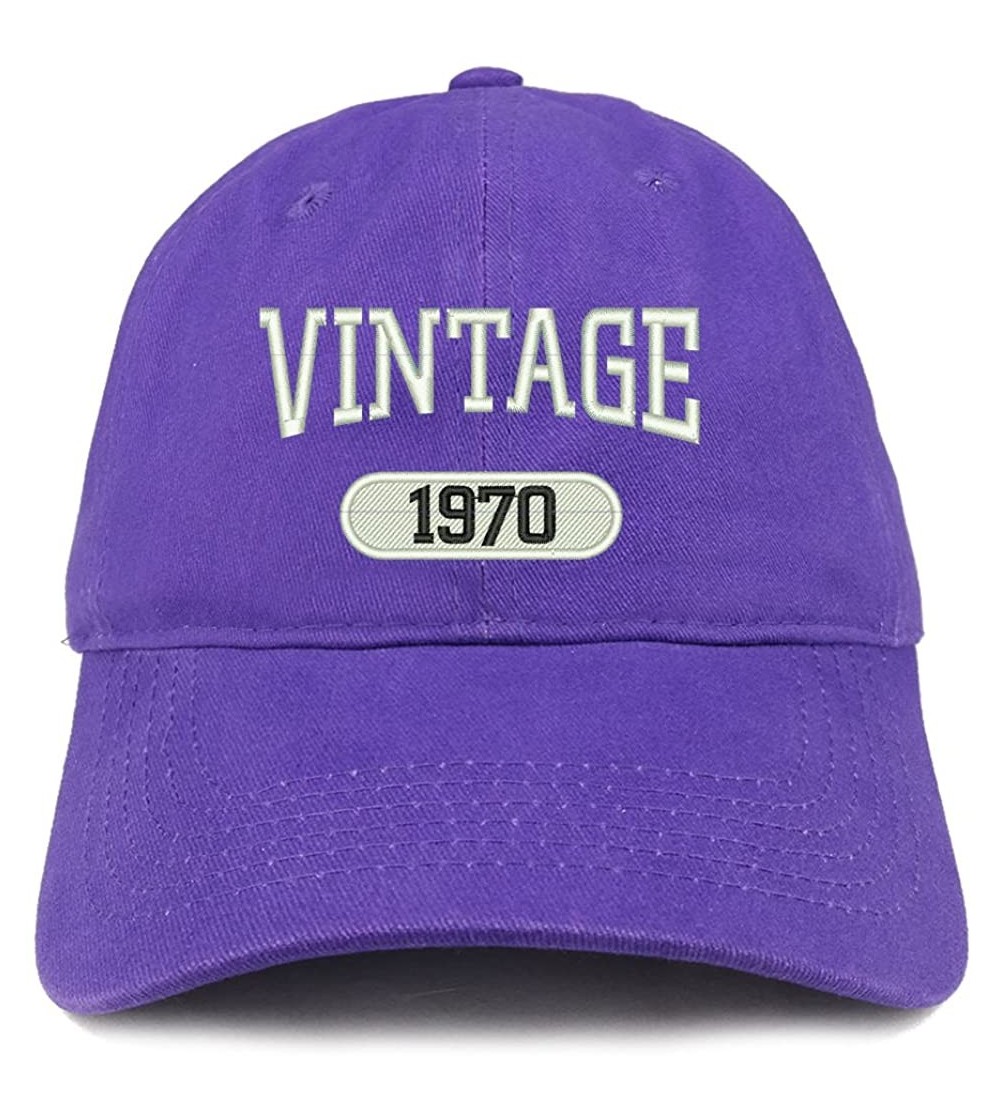 Baseball Caps Vintage 1970 Embroidered 50th Birthday Relaxed Fitting Cotton Cap - Purple - CN180ZKDEAR $17.47