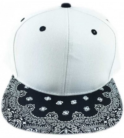 Baseball Caps Classic Paisley Bandana Print Flat Bill Cap Hat Snapback - White Black - CL12O25ZSID $16.85