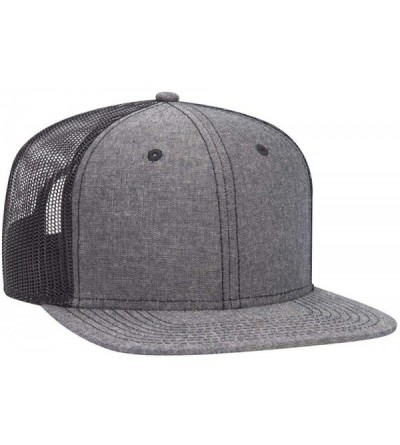 Baseball Caps Adjustable Blank Snap 6 Panel Pro Style Cotton Blend Chambray Snapback Hat (One Size Fits Most) - Black - C518R...