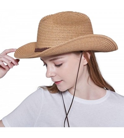 Cowboy Hats Cowboy Fedora Summer Western Costume - A1-brown - CT18R75YO57 $25.07