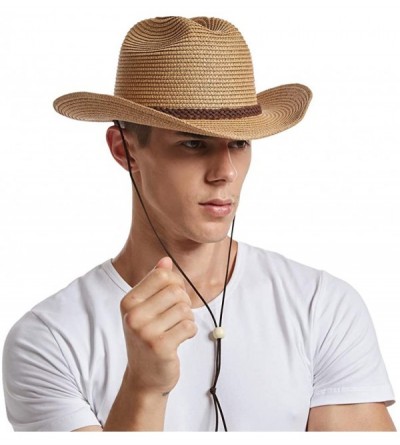 Cowboy Hats Cowboy Fedora Summer Western Costume - A1-brown - CT18R75YO57 $25.07