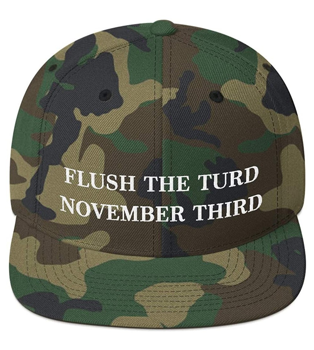 Baseball Caps Flush The Turd November Third Hat (Embroidered Wool Blend Cap) Anti Donald Trump - Green Camo - CB18XURE7GR $20.65