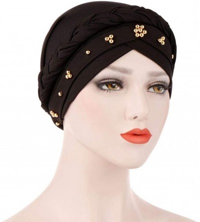 Balaclavas Turbans for Women Beads-Head Wraps 2019 Winter Fashion Cancer Cap Gift Christmas Simple Black New Outdoor Fit - CO...