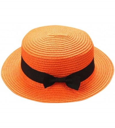 Sun Hats Women Hats-2018 Summer Solid Color Bowknot UV Protection Visor Beach Cap - Orage - CA18DZA250M $8.23