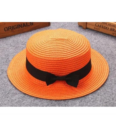 Sun Hats Women Hats-2018 Summer Solid Color Bowknot UV Protection Visor Beach Cap - Orage - CA18DZA250M $8.23