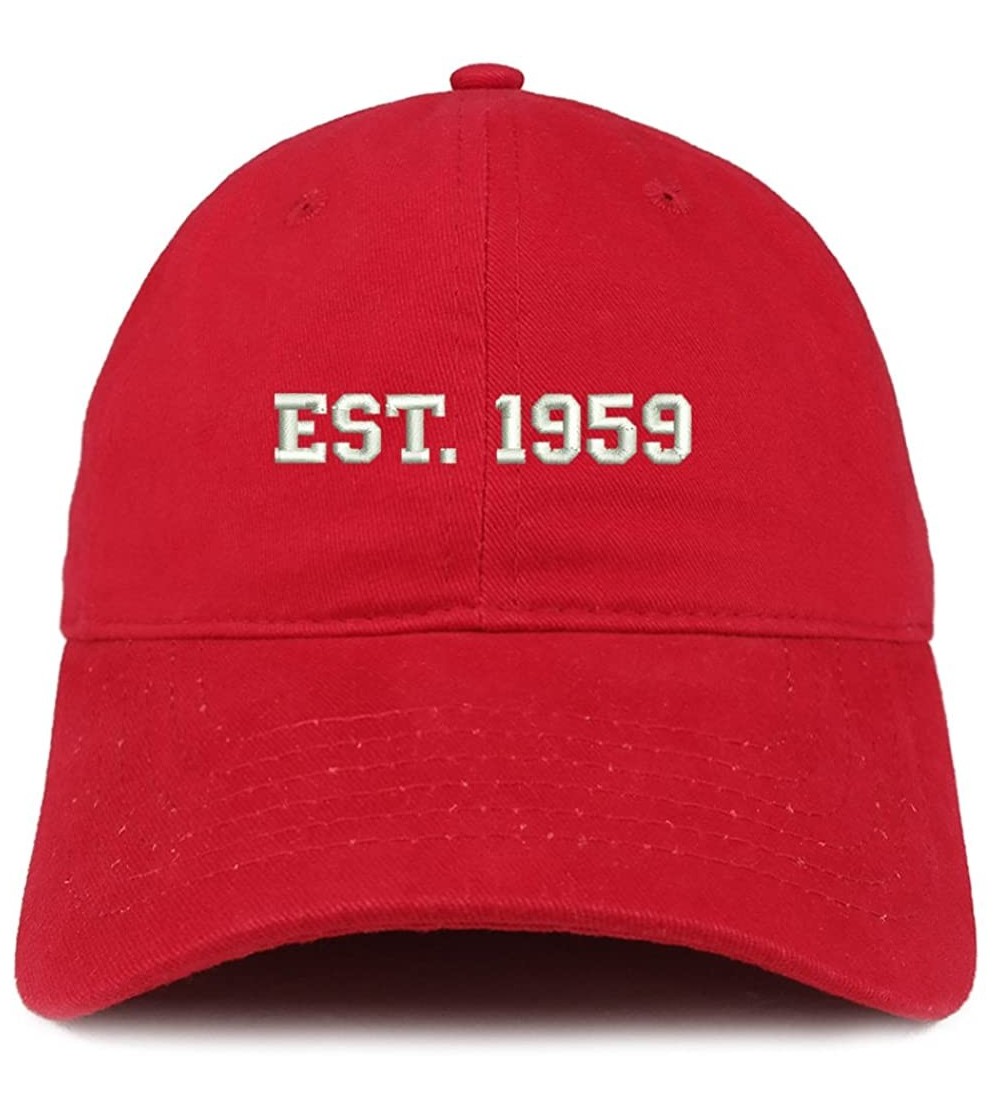 Baseball Caps EST 1959 Embroidered - 61st Birthday Gift Soft Cotton Baseball Cap - Red - CH183RD663I $18.25