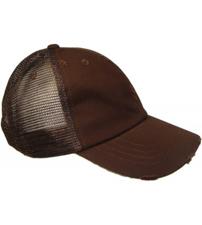 Baseball Caps Distressed Weathered Vintage Mesh Trucker Cap (One Size- Brown) - C7128TINIP5 $13.45