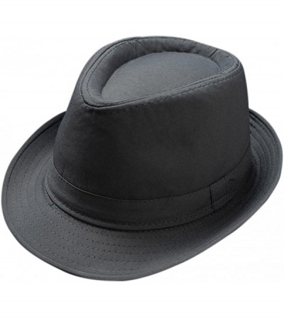 Fedoras Men's Fedora Hat Classical Felt Jazz Cap Brim Costume Party Headwear - Grey - CO187M268Z6 $19.34