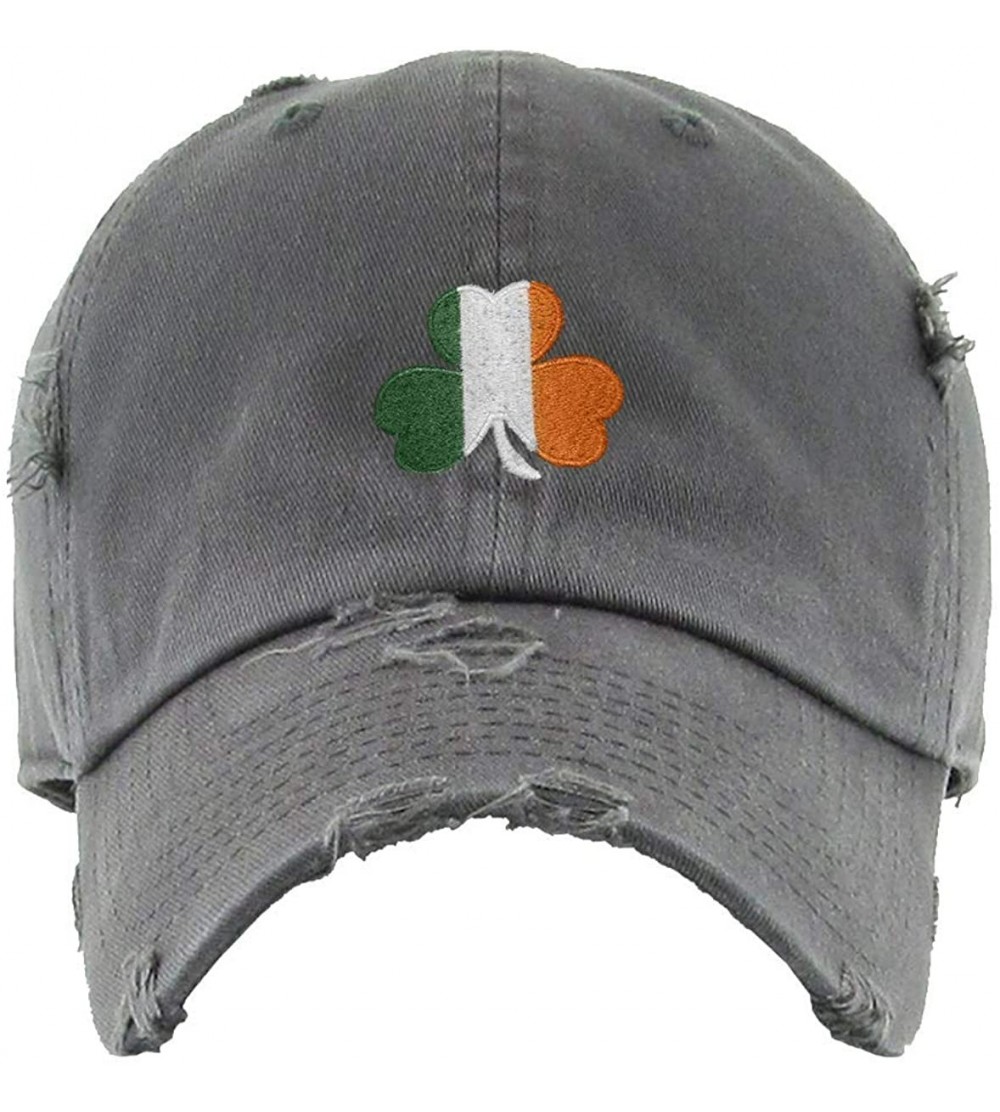 Baseball Caps Irish Shamrock Vintage Baseball Cap Embroidered Cotton Adjustable Distressed Dad Hat - Dark Grey - CN1924W6ASS ...