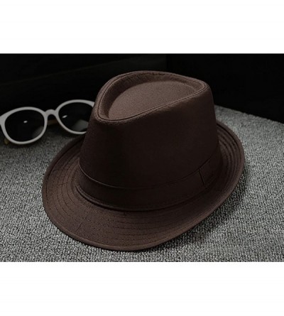 Fedoras Men's Fedora Hat Classical Felt Jazz Cap Brim Costume Party Headwear - Grey - CO187M268Z6 $12.81