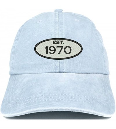Baseball Caps Established 1970 Embroidered 50th Birthday Gift Pigment Dyed Washed Cotton Cap - Light Blue - CJ180N5DIHY $20.25