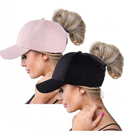 Sun Hats Ponytail Baseball Glitter Ponycaps Adjustable - Classic-black/Pink - CS194UD7O9T $35.86
