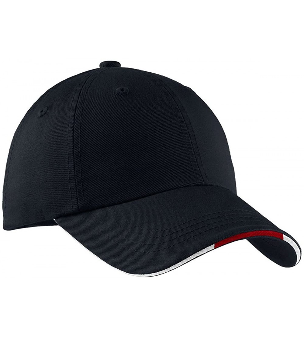 Baseball Caps Signature Sandwich Bill Cap with Striped Closure C830 - Classic Navy/ Red/ White - CC1123GRIZB $9.63