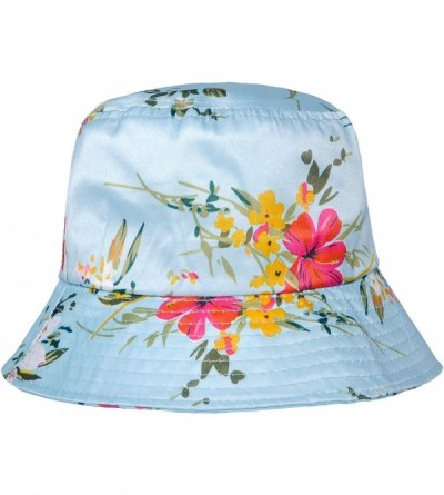 Bucket Hats Fashion Print Bucket Hat Summer Fisherman Cap for Women Men - Flowers Blue - CZ18U2Q0QYM $24.51