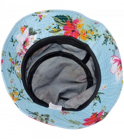 Bucket Hats Fashion Print Bucket Hat Summer Fisherman Cap for Women Men - Flowers Blue - CZ18U2Q0QYM $11.94