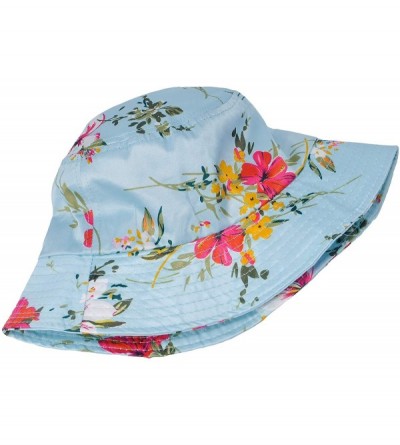 Bucket Hats Fashion Print Bucket Hat Summer Fisherman Cap for Women Men - Flowers Blue - CZ18U2Q0QYM $11.94