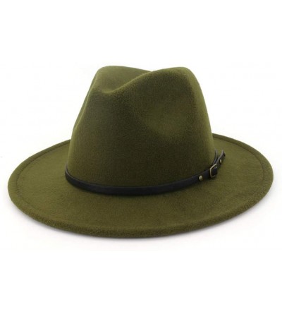 Fedoras Women's Wool Felt Outback Hat Panama Hat Wide Brim Women Belt Buckle Fedora Hat - I - CQ18NLM47R2 $12.56