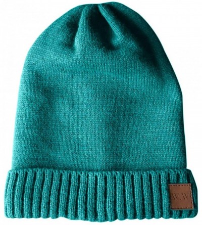 Skullies & Beanies Slouchy Beanie Winter Hats for Men and Women- Warm Fleece Lined Knit Skully - Turquoise - CQ180OX6504 $8.57