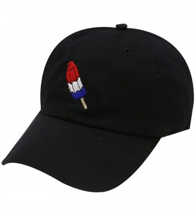 Baseball Caps Firecrackers Ice Cream Cotton Dad Caps - Black - CX12L9P536R $10.26