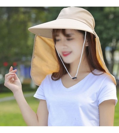 Sun Hats Women Men Cotton Sunhat UPF 50+ UV Protection Sun Hat Removable Neck Face Flap Cap - Khaki - C3183O8ACQ7 $13.72