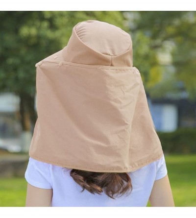 Sun Hats Women Men Cotton Sunhat UPF 50+ UV Protection Sun Hat Removable Neck Face Flap Cap - Khaki - C3183O8ACQ7 $13.72