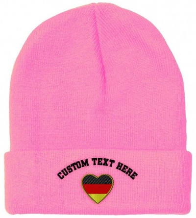 Skullies & Beanies Custom Beanie for Men & Women Heart Germany Flag Embroidery Skull Cap Hat - Soft Pink - CG18ZS42SI3 $16.34