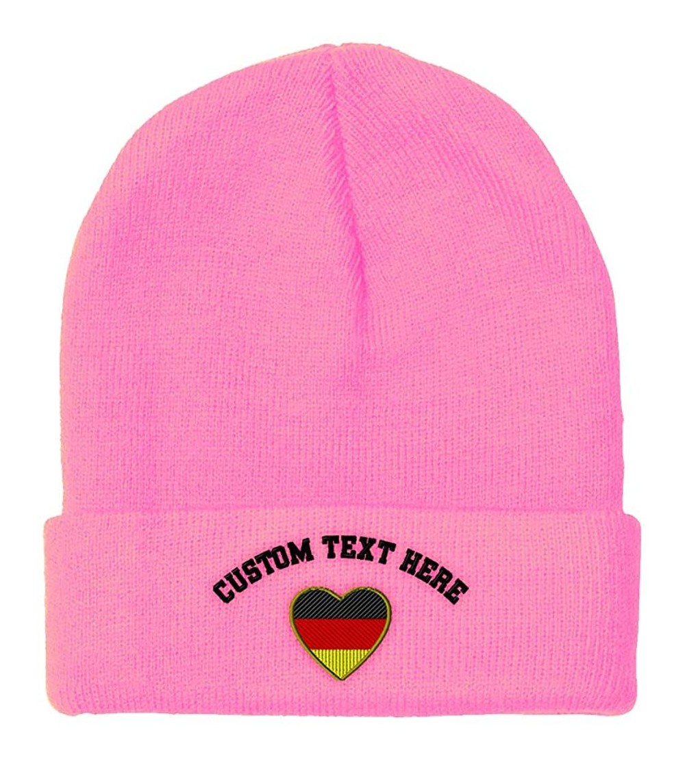 Skullies & Beanies Custom Beanie for Men & Women Heart Germany Flag Embroidery Skull Cap Hat - Soft Pink - CG18ZS42SI3 $16.34