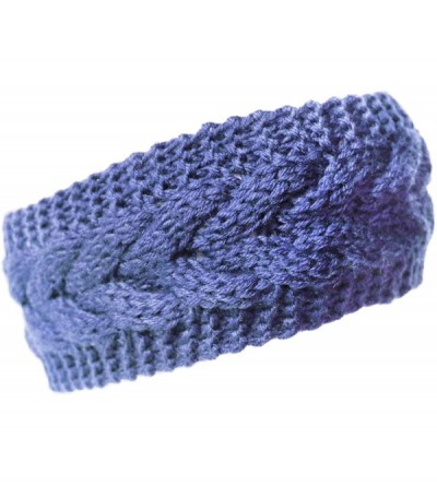 Cold Weather Headbands Plain Braided Winter Knit Headband - Blue - CA11OQ1E507 $8.72