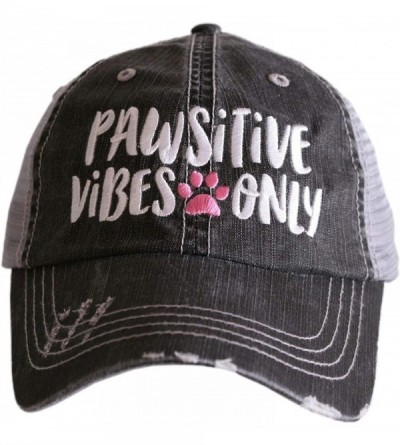 Baseball Caps Pawsitive Vibes Only Baseball Hat -Trucker Hat for Women - Stylish Cute Ball Cap - CY18ONM46YE $27.33