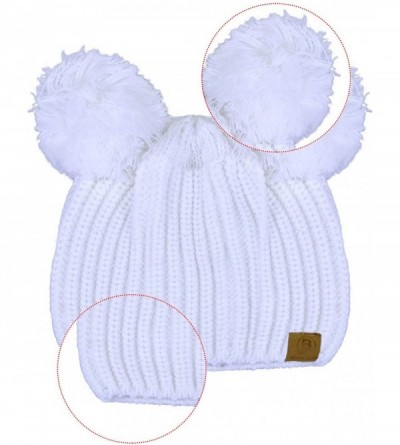 Skullies & Beanies Women/Men's Winter Fur Ball Pompom Beanie Cozy Knit Hat - Pompom7 White - CF188HKR208 $11.04