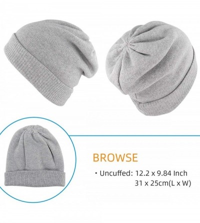 Skullies & Beanies Oversize Winter Beanie Hat - 30% Cashmere - Stretch Fitted - Grey Light - C618Z2QW8XC $11.85