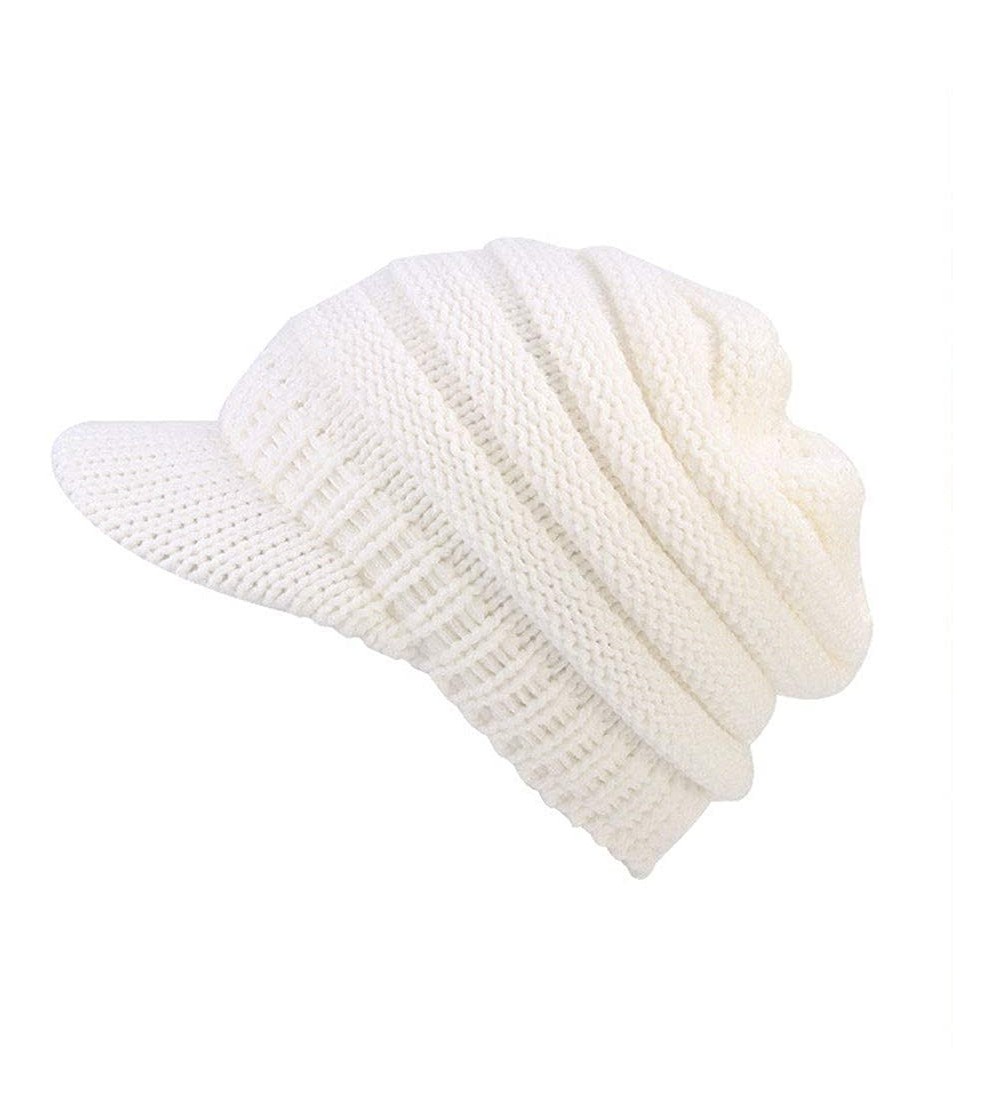 Skullies & Beanies Fashion Knitted Hat Ponytail - White - C318HSTG3K4 $9.55