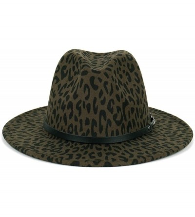 Fedoras Men & Women Classic Wide Brim Fedora Hat with Belt Buckle Wool Felt Panama Fedora M/L - CY18A5S0OUG $18.56